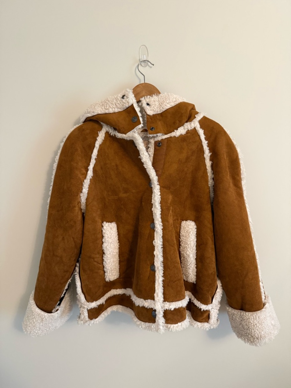Free People Rust Brown Sherpa-Trim Hooded Jacket - Picture 5 of 12